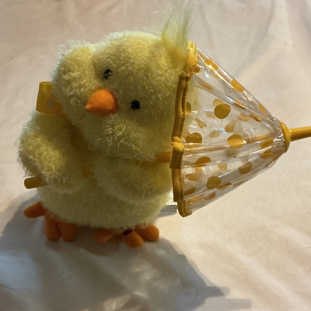 NWT Yellow Plush Chick with Polka Dot Umbrella